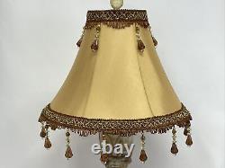 Vtg Victorian Art Deco Boho Style Lamp Shade 13 Gold Brown Beaded Tassel Fringe