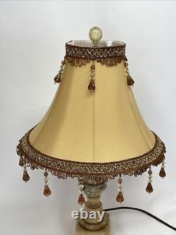 Vtg Victorian Art Deco Boho Style Lamp Shade 13 Gold Brown Beaded Tassel Fringe