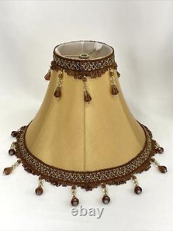 Vtg Victorian Art Deco Boho Style Lamp Shade 13 Gold Brown Beaded Tassel Fringe