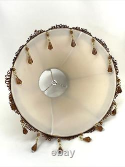 Vtg Victorian Art Deco Boho Style Lamp Shade 13 Gold Brown Beaded Tassel Fringe