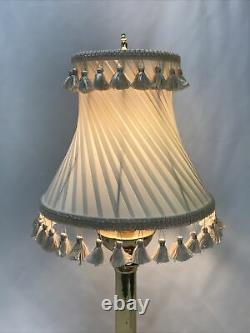 Vtg Victorian Art Deco Boudoir Table LAMP SHADE Ivory Tassel Fringe Ruching 12