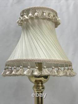 Vtg Victorian Art Deco Boudoir Table LAMP SHADE Ivory Tassel Fringe Ruching 12