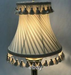 Vtg Victorian Art Deco Boudoir Table LAMP SHADE Ivory Tassel Fringe Ruching 12
