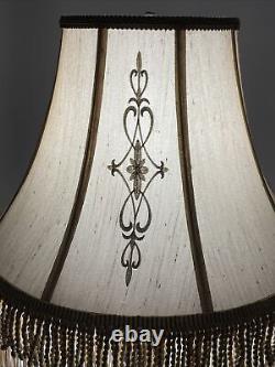 Vtg Victorian Art Deco Style Boho Floor Table Lamp Shade Beige Fringe 18 Large