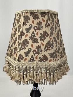 Vtg Victorian Art Deco Style Lamp Shade Beige Blue Red Paisley Tassel Fringe 14