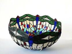 Vtg Victorian Arts & Craft Deco Tiffany Style Dragonfly Stained Glass Lamp Shade