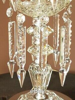 Vtg Victorian Crystal Chandelier Parlor Table Lamp & Huge Bell Floral Lamp Shade