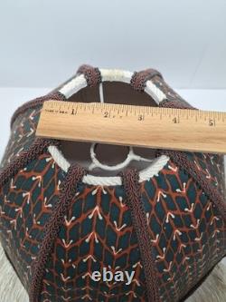 Vtg Victorian Fringed Lamp Shade Art Nouveau Brocade Panels Scalloped Edge