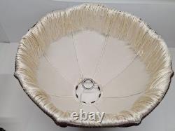 Vtg Victorian Fringed Lamp Shade Art Nouveau Brocade Panels Scalloped Edge