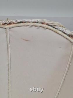 Vtg Victorian Fringed Lamp Shade Art Nouveau Brocade Panels Scalloped Edge