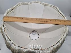 Vtg Victorian Fringed Lamp Shade Art Nouveau Brocade Panels Scalloped Edge