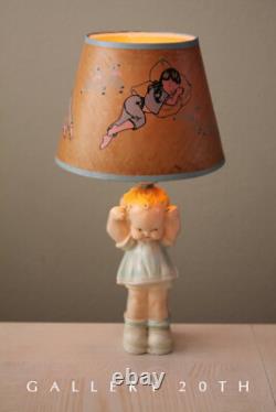 WOW! KEWPIE DOLL GIRL LAMP! MID CENTURY SLEEPING CHILD 40's 50's VTG ORIG. SHADE