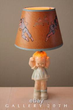WOW! KEWPIE DOLL GIRL LAMP! MID CENTURY SLEEPING CHILD 40's 50's VTG ORIG. SHADE