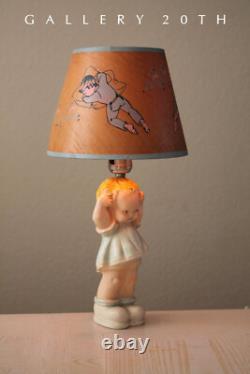 WOW! KEWPIE DOLL GIRL LAMP! MID CENTURY SLEEPING CHILD 40's 50's VTG ORIG. SHADE