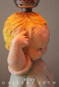 WOW! KEWPIE DOLL GIRL LAMP! MID CENTURY SLEEPING CHILD 40's 50's VTG ORIG. SHADE