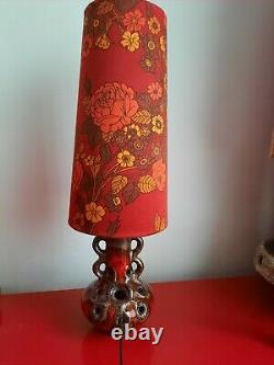 West German Lamp Base And Matching 70s Fabric Lampshade retro mid century 60s