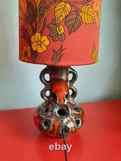 West German Lamp Base And Matching 70s Fabric Lampshade retro mid century 60s