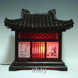 Wood Art Shade Korean House Decorative Lantern Bedside Bedroom Table Lamp Light