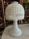 Works! Vintage White Wicker Rattan Lamp With Matching Shade