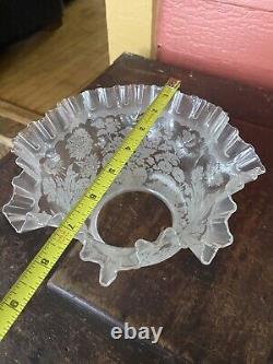 Wow Pr Deep Etched Glass Victorian Gas 4 Ruffled Edge Floral Flowers Shades